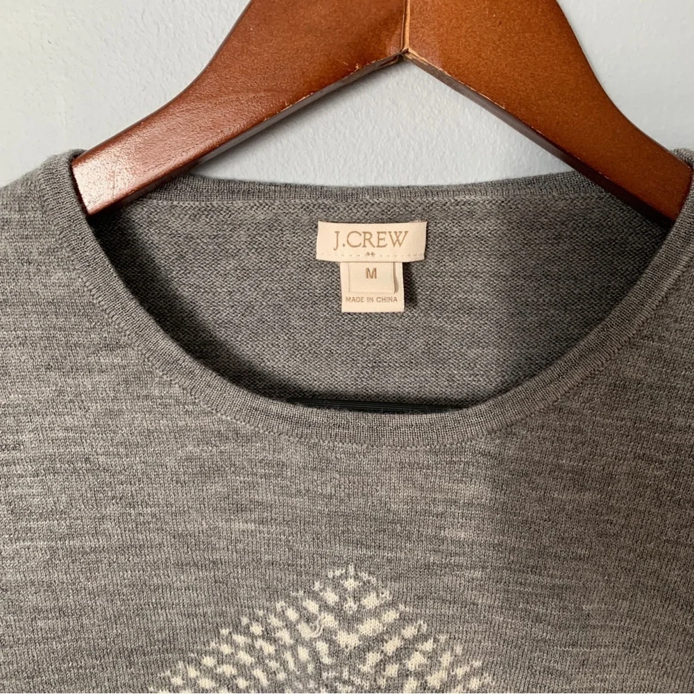 J. Crew factory // Grey, white Geo design merino wool sweater size medium A26